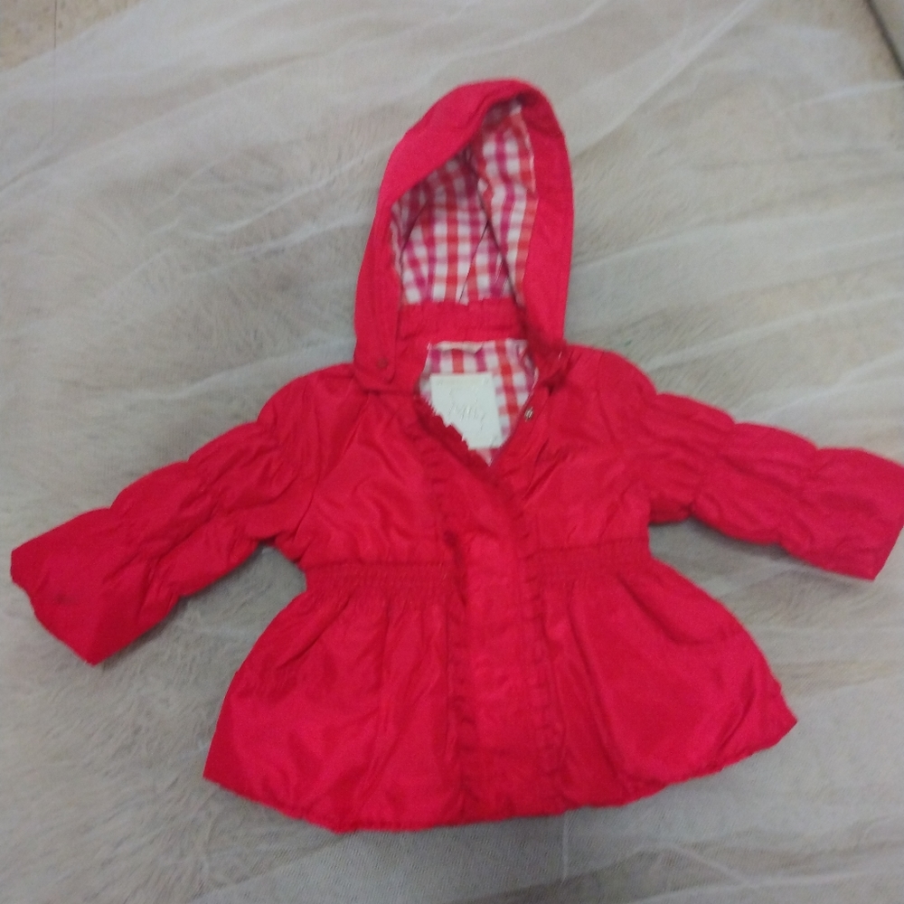 Pre-owned Minibanda Baby girls jacket red todder 3-6 Months.